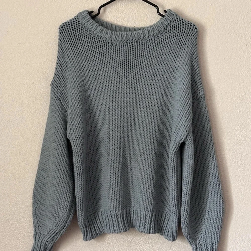 Ghanda Light Blue Oversized Crewneck Sweater - Picture 2 of 9